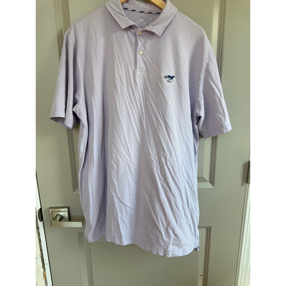 Peter Millar Seaside Wash Polo Shirt Mens XL Lavender Purple Fox Logo Cotton